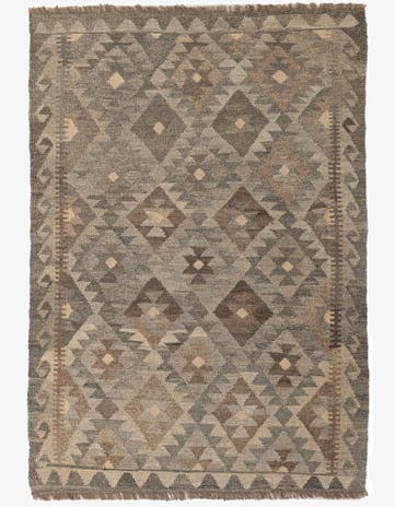 4' 2 x 6' Hand Woven Kilim Maymana Wool Rug