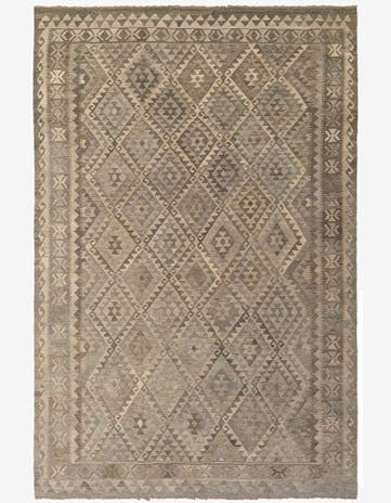 6' 11 x 10' 4 Hand Woven Kilim Maymana Wool Rug