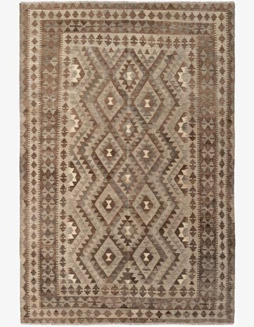 5' 4 x 8' Hand Woven Kilim Maymana Wool Rug