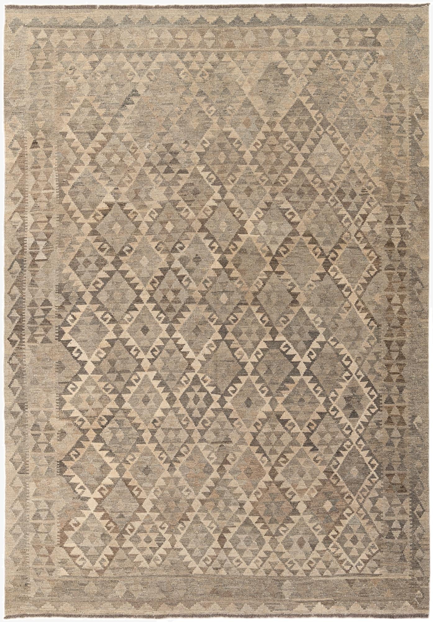 6' 10 x 9' 9  Hand Woven Kilim Maymana Wool Rug