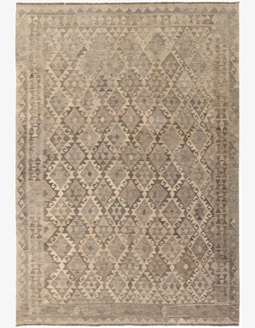 6' 10 x 9' 9 Hand Woven Kilim Maymana Wool Rug