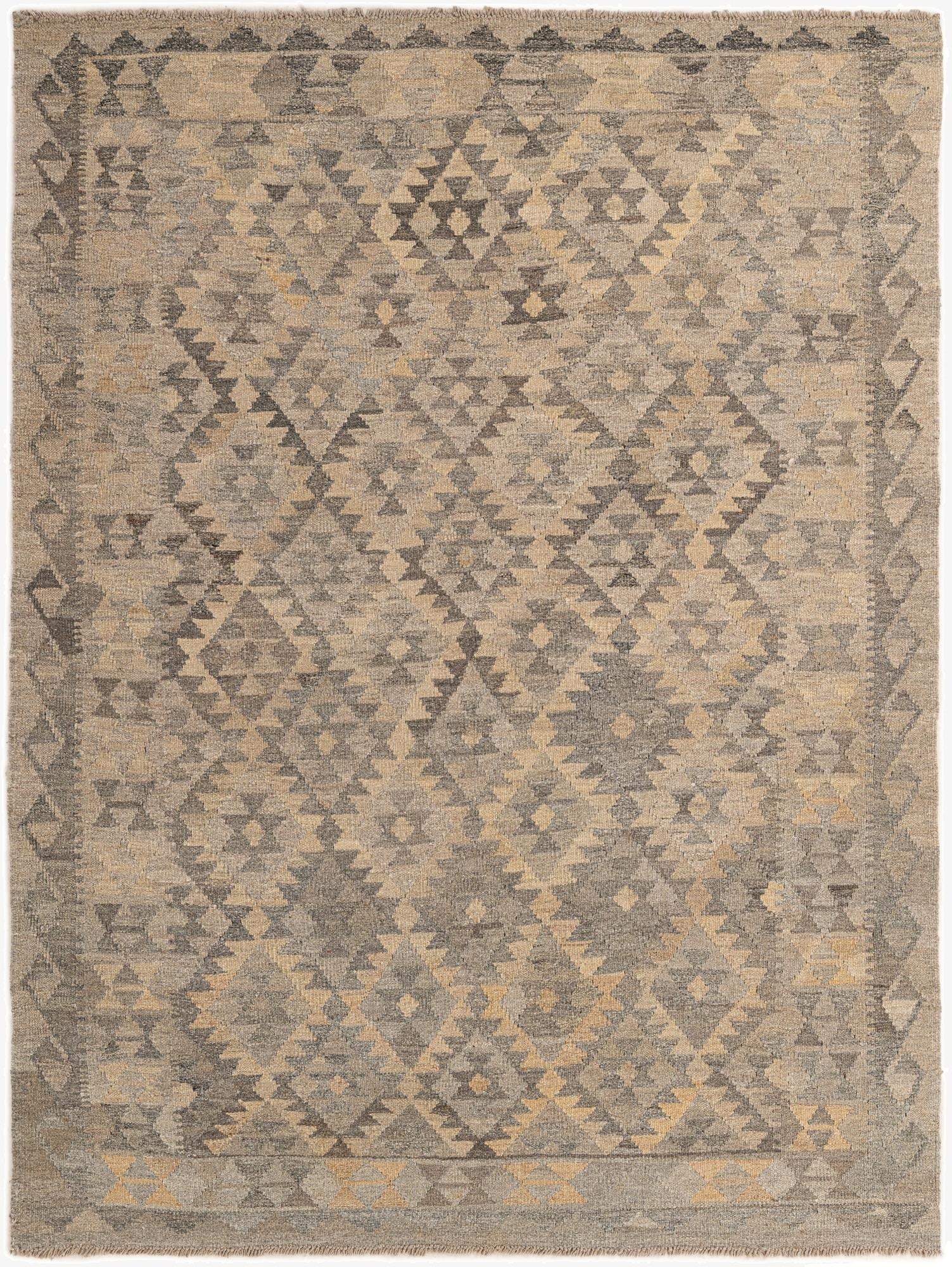 5' x 6' 6  Hand Woven Kilim Maymana Wool Rug