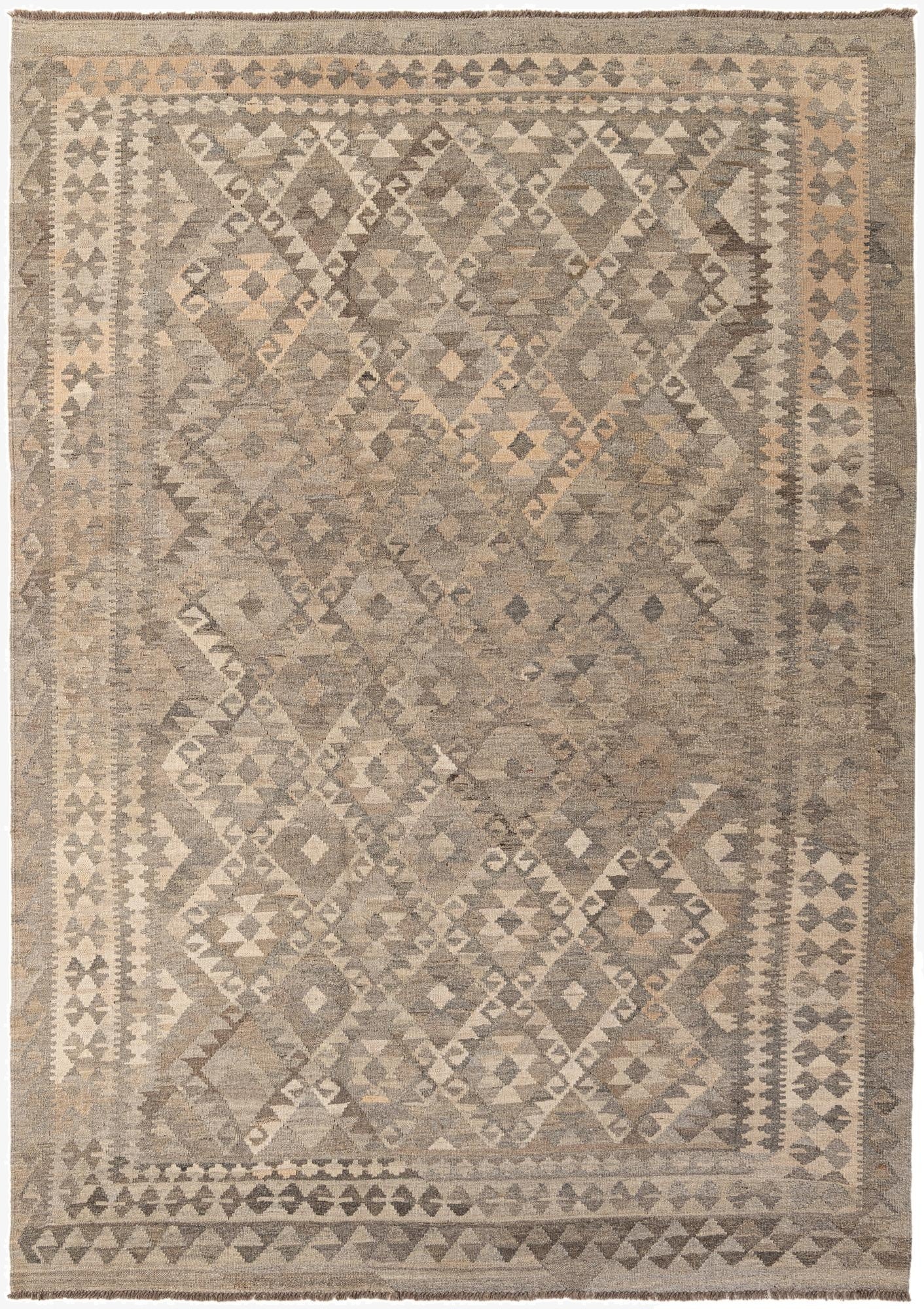 7' x 9' 8  Hand Woven Kilim Maymana Wool Rug