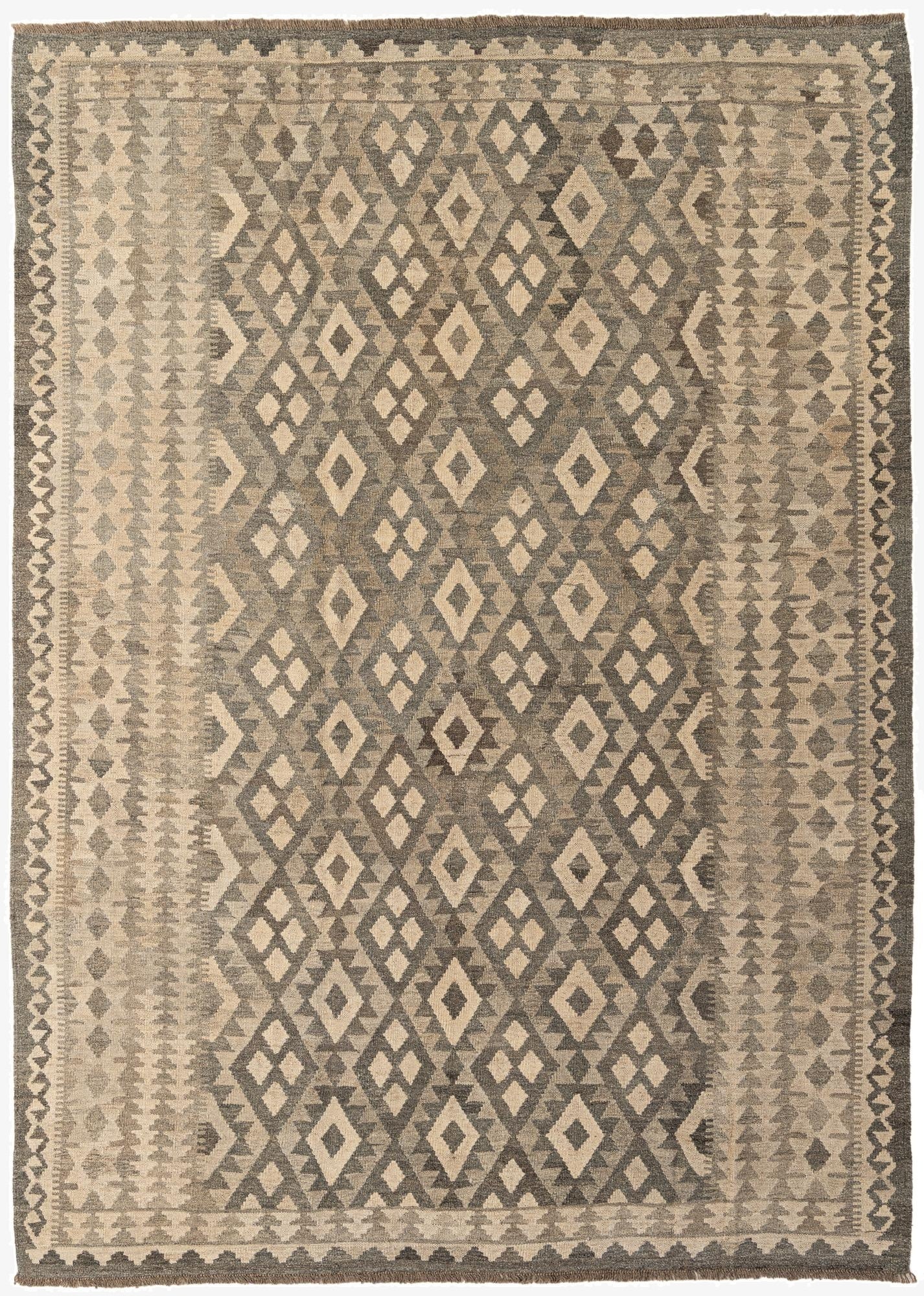 6' 11 x 9' 7  Hand Woven Kilim Maymana Wool Rug