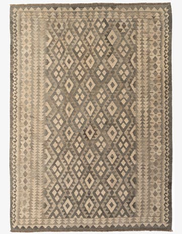 6' 11 x 9' 7 Hand Woven Kilim Maymana Wool Rug