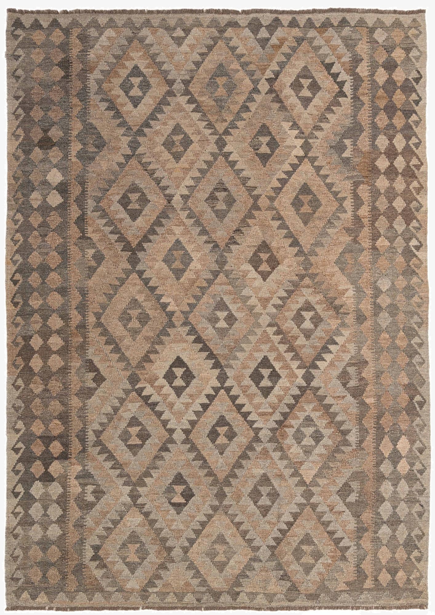6' 10 x 9' 7  Hand Woven Kilim Maymana Wool Rug