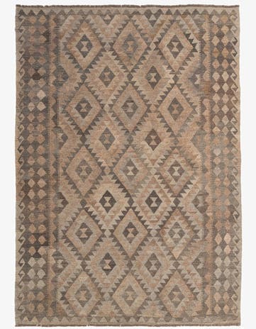 6' 10 x 9' 7 Hand Woven Kilim Maymana Wool Rug