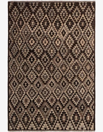 6' 9 x 9' 1 Hand Woven Kilim Maymana Wool Rug