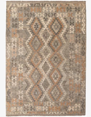 5' 9 x 8' 2 Hand Woven Kilim Maymana Wool Rug