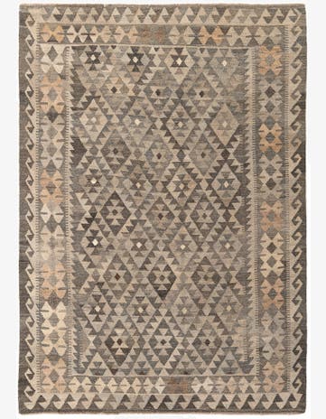 5' 8 x 8' 1 Hand Woven Kilim Maymana Wool Rug