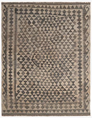 4' 11 x 6' 3 Hand Woven Kilim Maymana Wool Rug