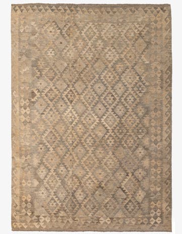 6' 9 x 9' 6 Hand Woven Kilim Maymana Wool Rug