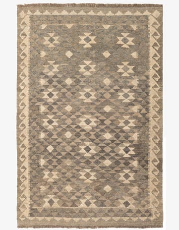 3' 11 x 5' 9 Hand Woven Kilim Maymana Wool Rug