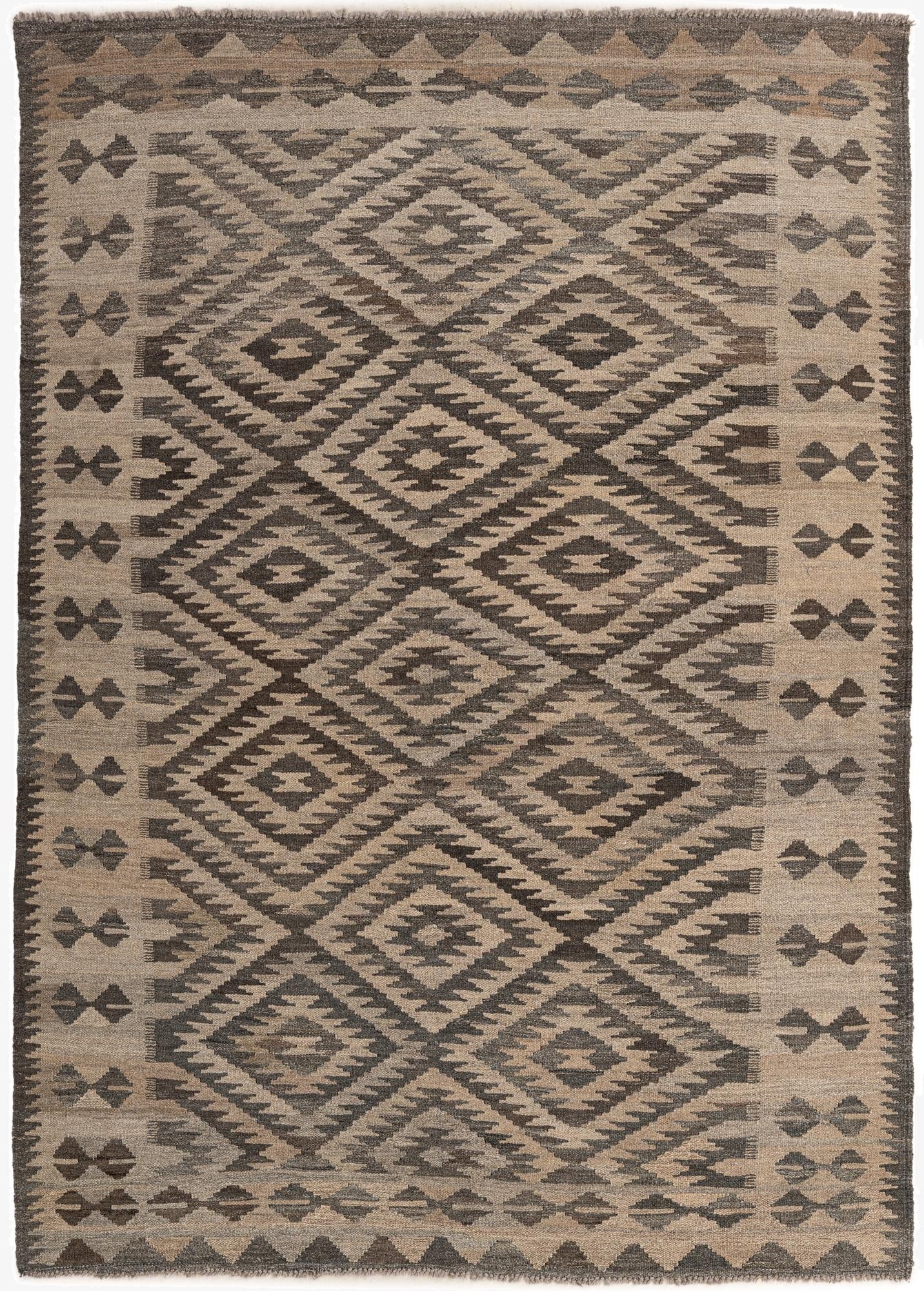 5' x 7' 1  Hand Woven Kilim Maymana Wool Rug