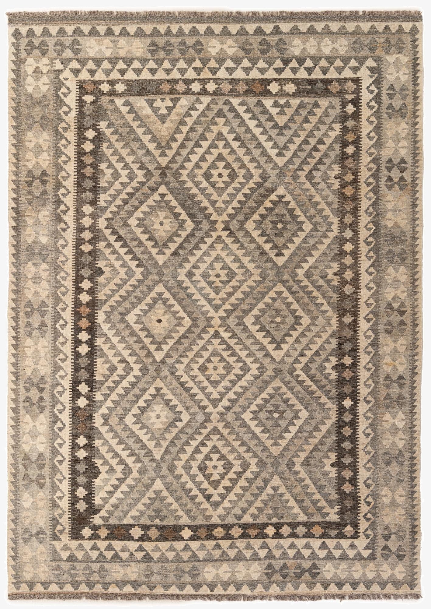 6' 9 x 9' 6  Hand Woven Kilim Maymana Wool Rug