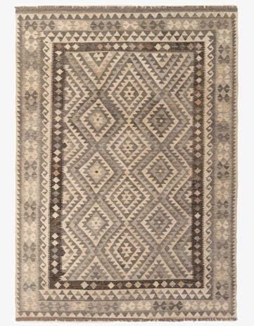 6' 9 x 9' 6 Hand Woven Kilim Maymana Wool Rug