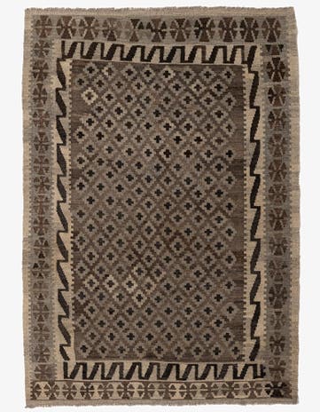 4' 3 x 5' 10 Hand Woven Kilim Maymana Wool Rug