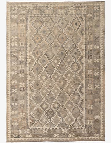6' 8 x 9' 7 Hand Woven Kilim Maymana Wool Rug