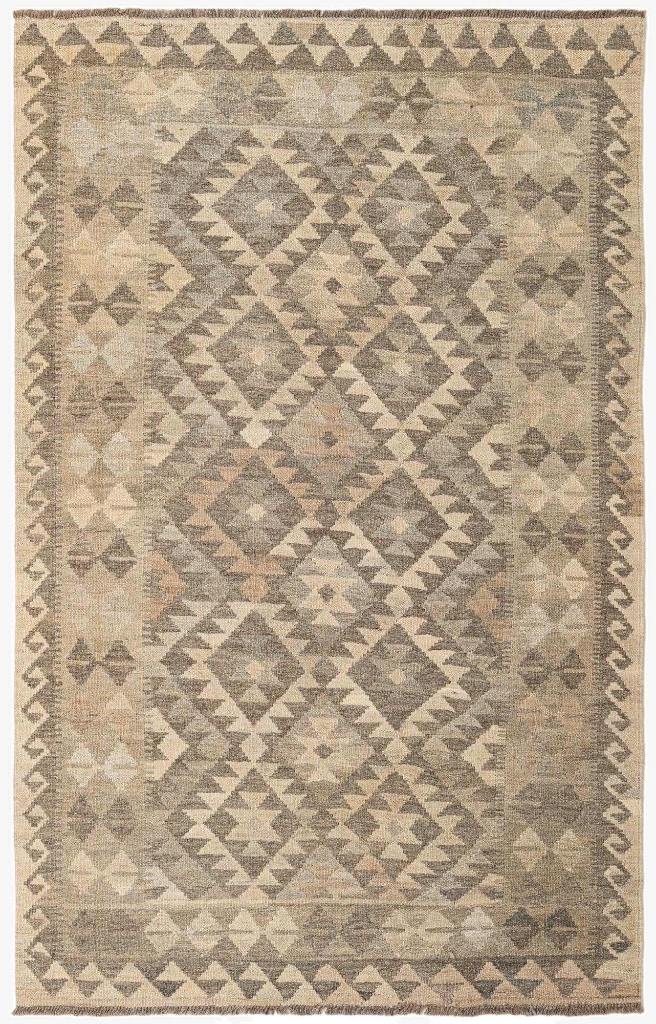 3' 10 x 6' 4  Hand Woven Kilim Maymana Wool Rug