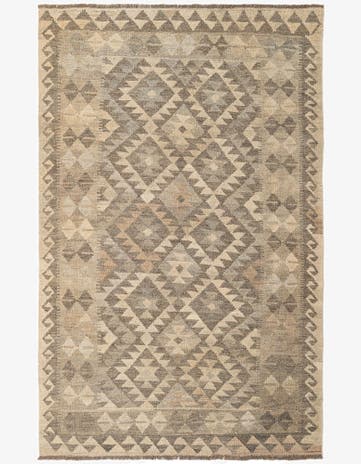 3' 10 x 6' 4 Hand Woven Kilim Maymana Wool Rug