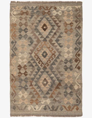 3' 3 x 5' 11 Hand Woven Kilim Maymana Wool Rug