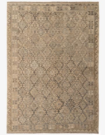 6' 7 x 9' 7 Hand Woven Kilim Maymana Wool Rug