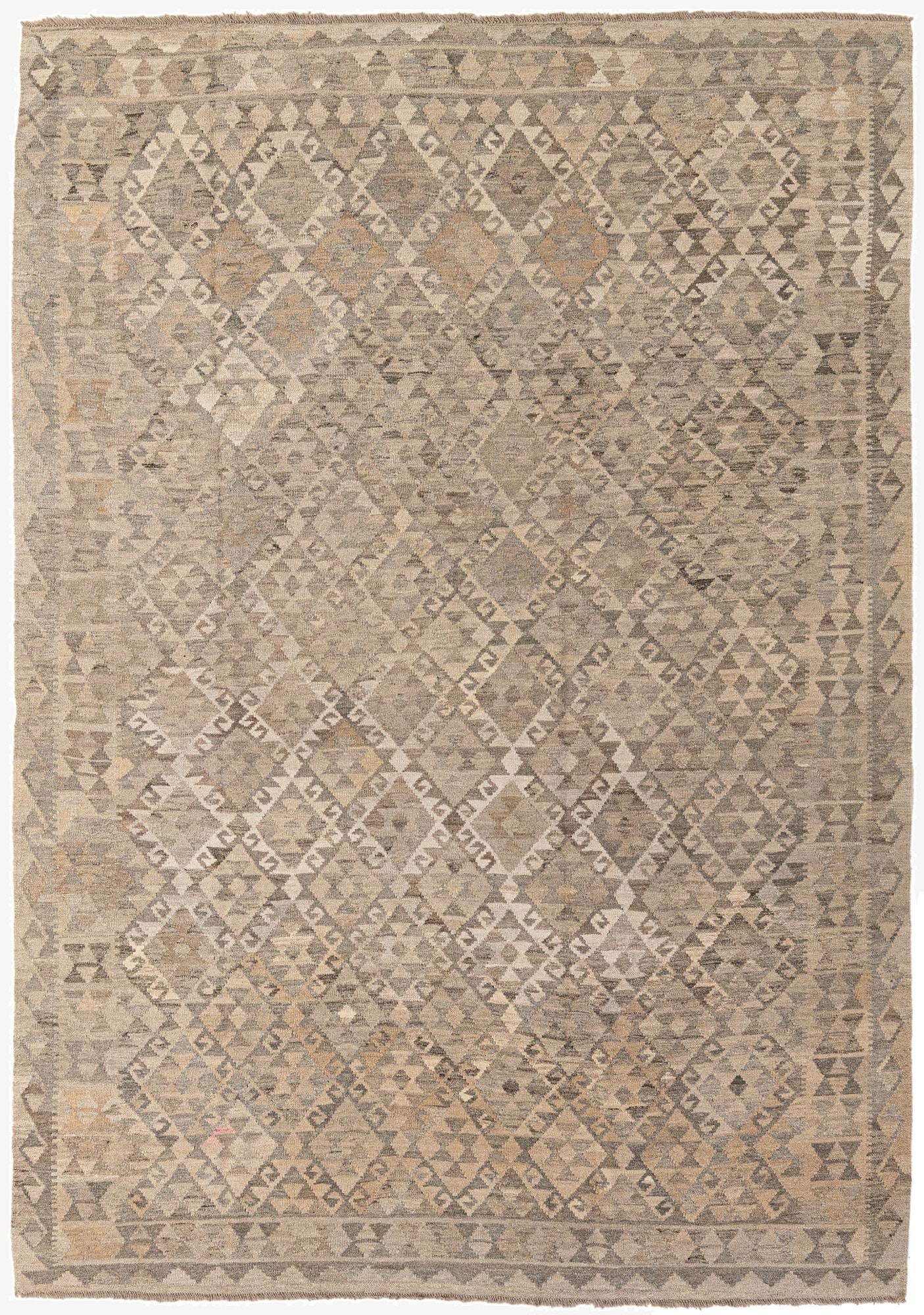 6' 9 x 9' 8  Hand Woven Kilim Maymana Wool Rug