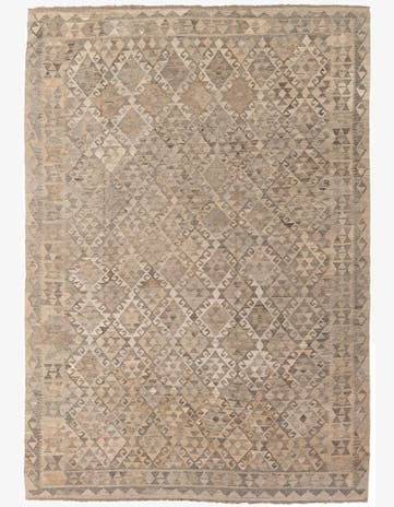 6' 9 x 9' 8 Hand Woven Kilim Maymana Wool Rug