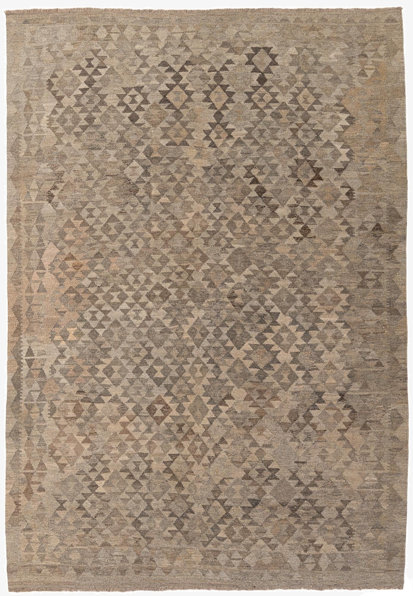 6' 9 x 9' 8  Hand Woven Kilim Maymana Wool Rug