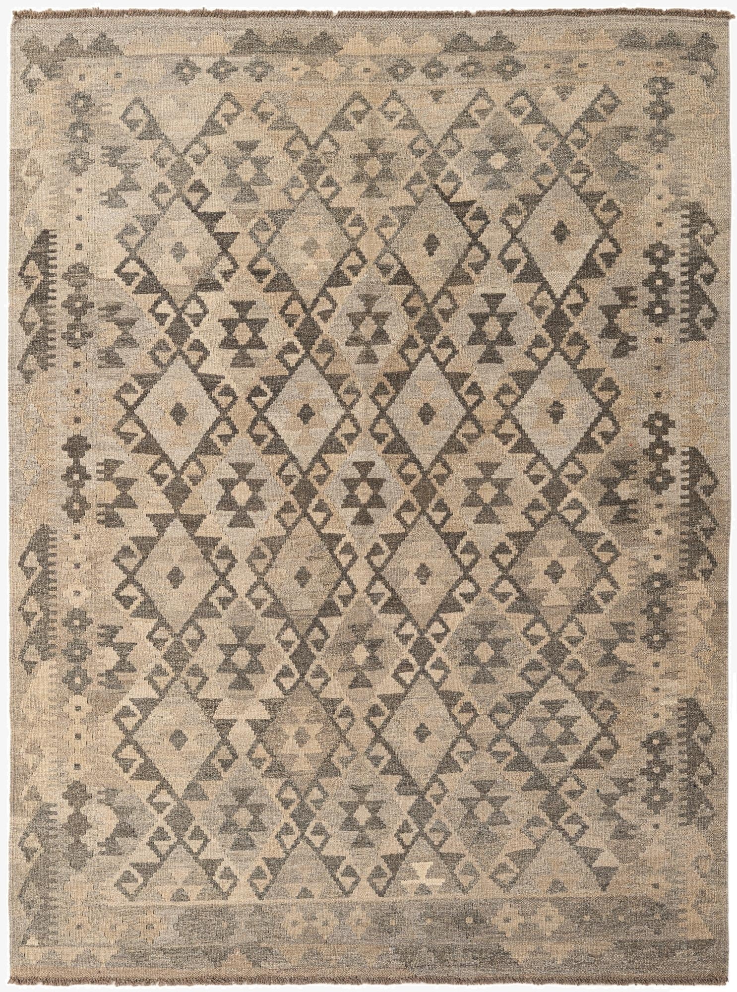 5' x 6' 8  Hand Woven Kilim Maymana Wool Rug