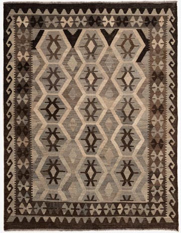 5' x 6' 6 Hand Woven Kilim Maymana Wool Rug