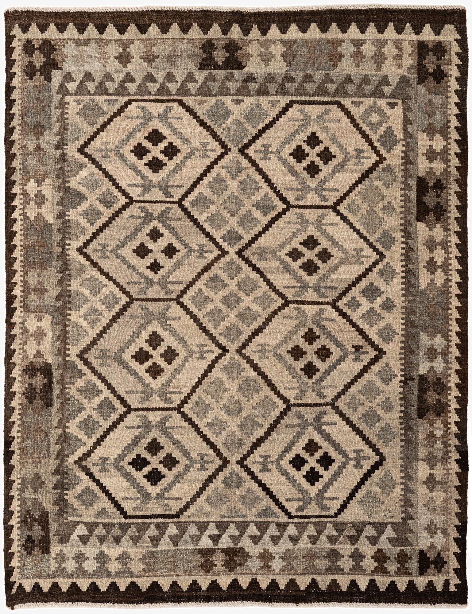 4' 11 x 6' 3  Hand Woven Kilim Maymana Wool Rug