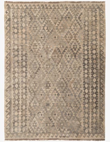 6' 1 x 8' Hand Woven Kilim Maymana Wool Rug