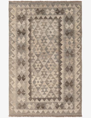 3' 11 x 6' Hand Woven Kilim Maymana Wool Rug