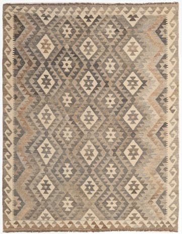 5' 1 x 6' 6 Hand Woven Kilim Maymana Wool Rug