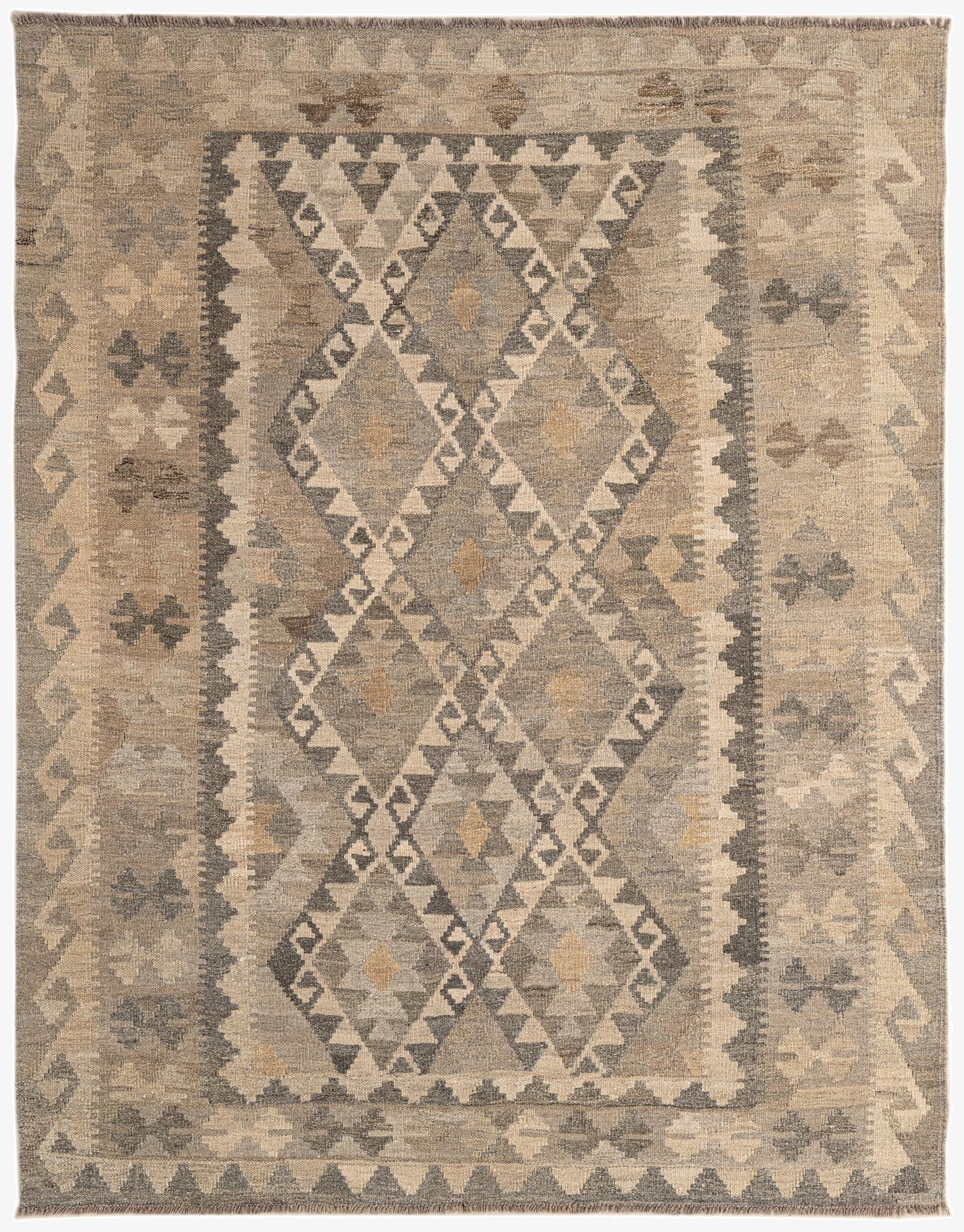 5' 3 x 6' 9  Hand Woven Kilim Maymana Wool Rug