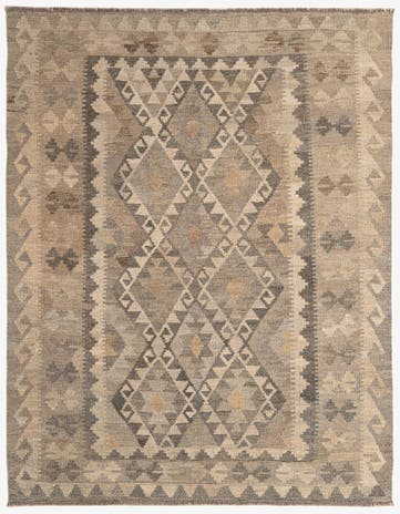 5' 3 x 6' 9 Hand Woven Kilim Maymana Wool Rug
