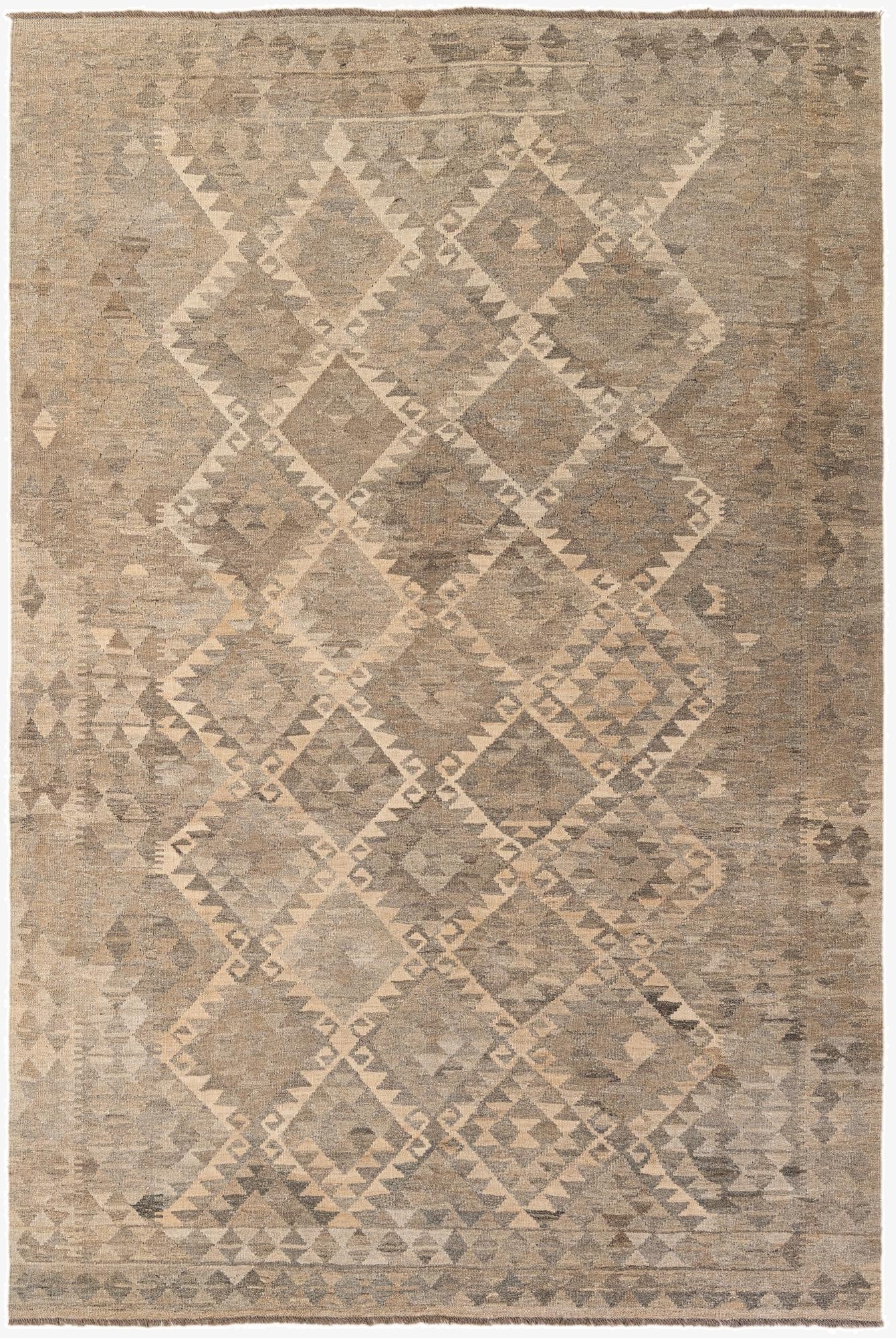6' 8 x 9' 10  Hand Woven Kilim Maymana Wool Rug