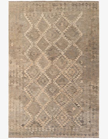 6' 8 x 9' 10 Hand Woven Kilim Maymana Wool Rug
