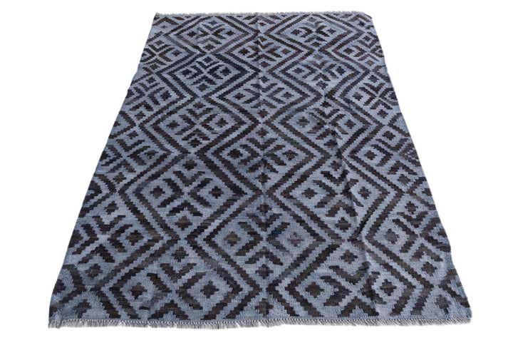 4' x 5' 10 Hand Woven Kilim Modern Wool Rug