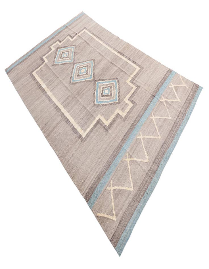 Detail image of 6' 5 x 9' 10 Hand Woven Kilim Modern Wool Rug