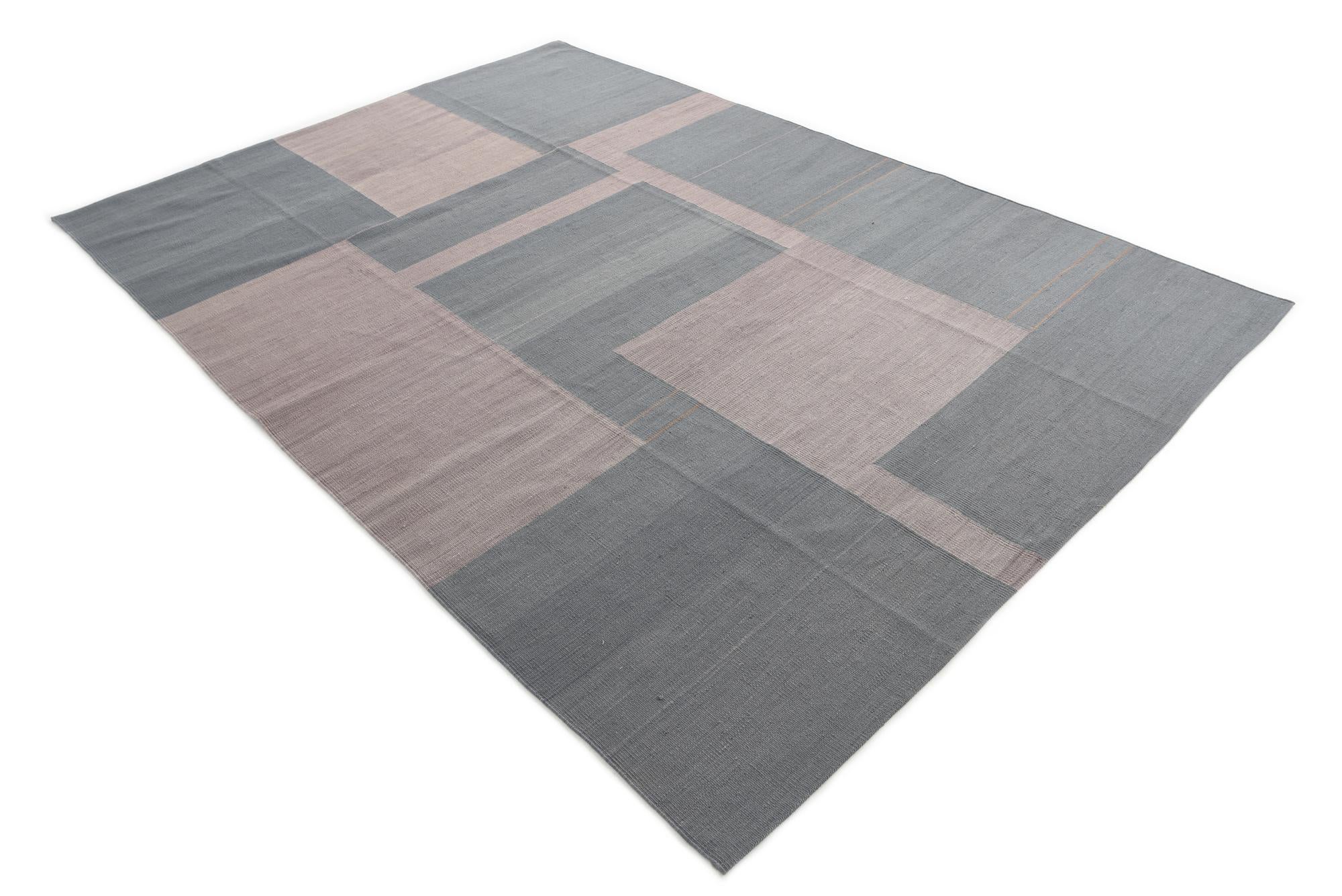 6' 9 x 9' 6 Hand Woven Kilim Modern Wool Rug