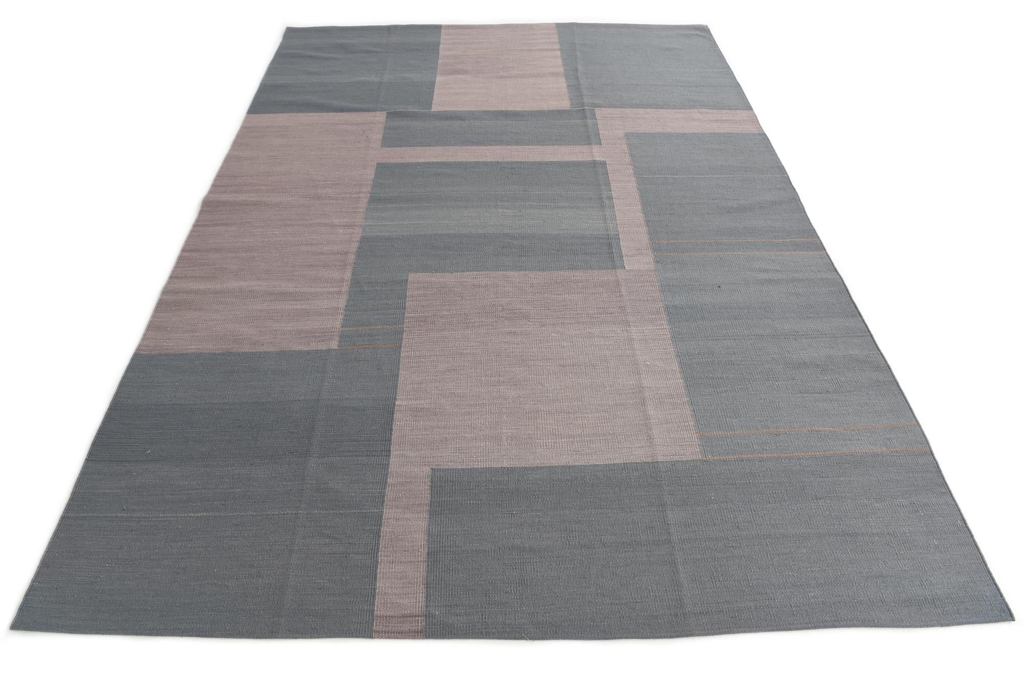 6' 9 x 9' 6 Hand Woven Kilim Modern Wool Rug