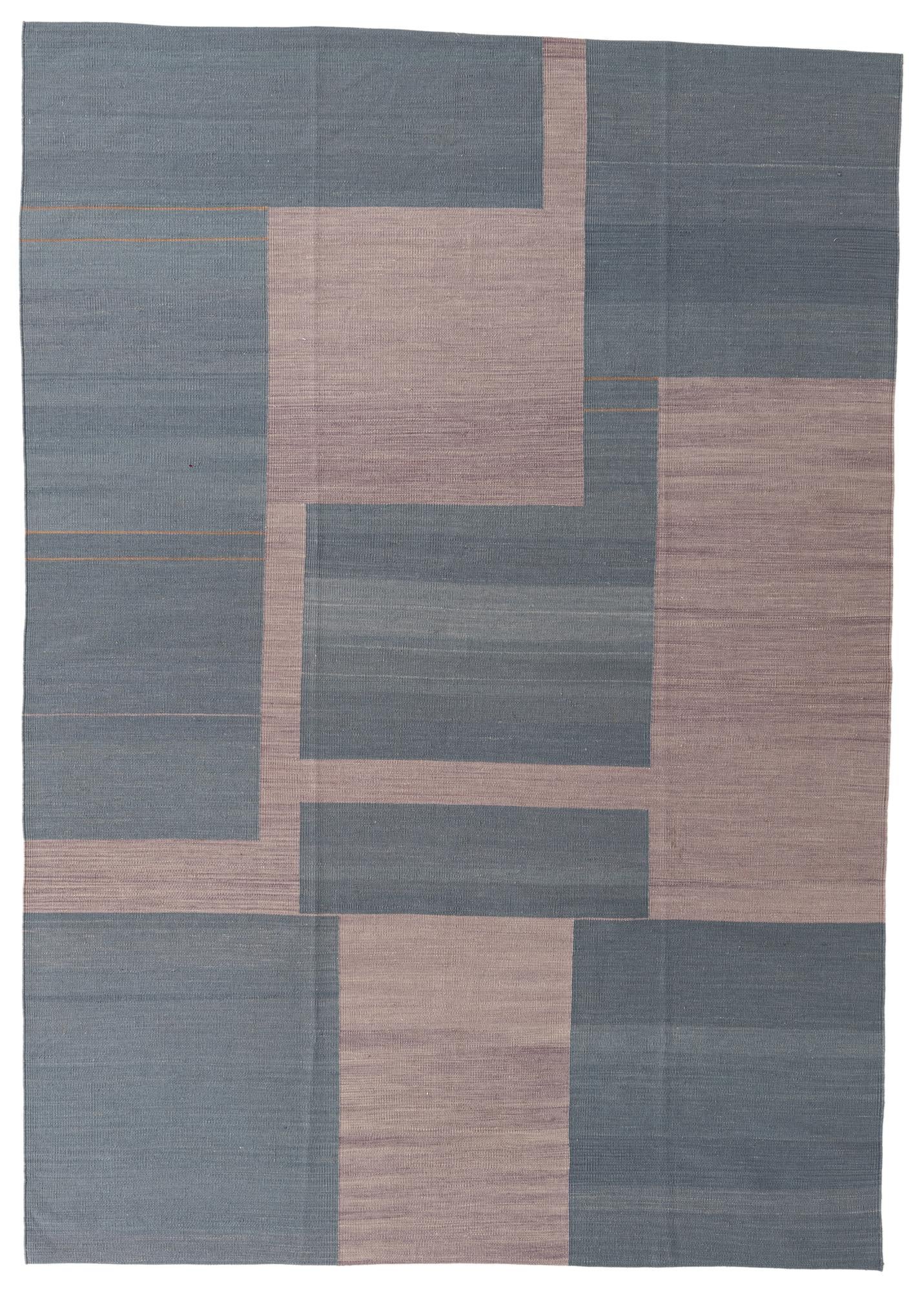 6' 9 x 9' 6 Hand Woven Kilim Modern Wool Rug