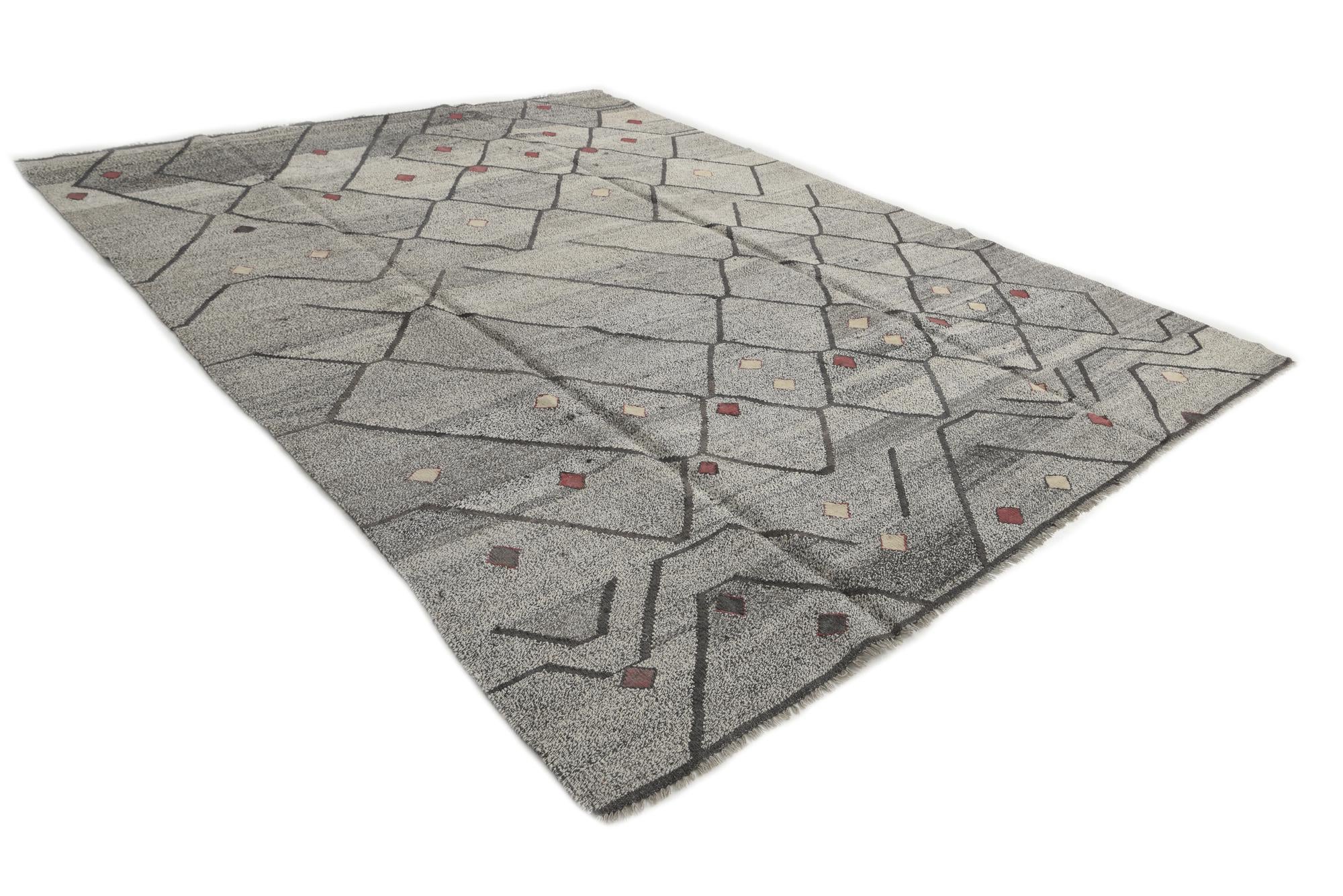 9' 1 x 12' Hand Woven Kilim Modern Wool Rug