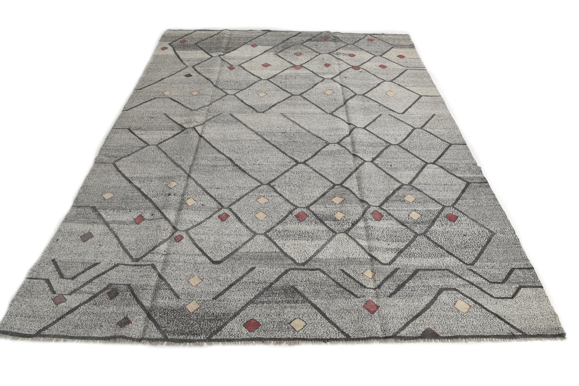 9' 1 x 12' Hand Woven Kilim Modern Wool Rug