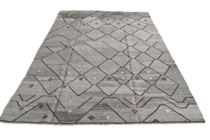 9' 1 x 12' Hand Woven Kilim Modern Wool Rug