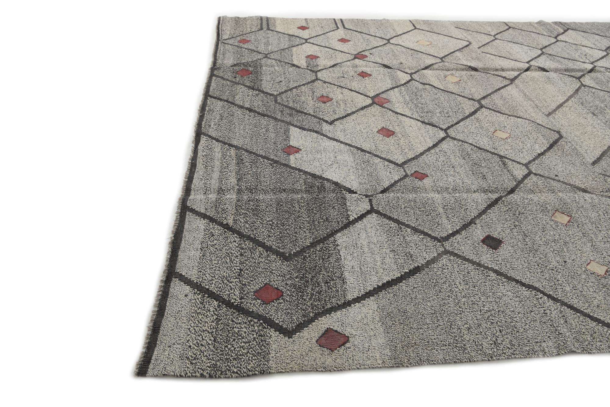 9' 1 x 12' Hand Woven Kilim Modern Wool Rug