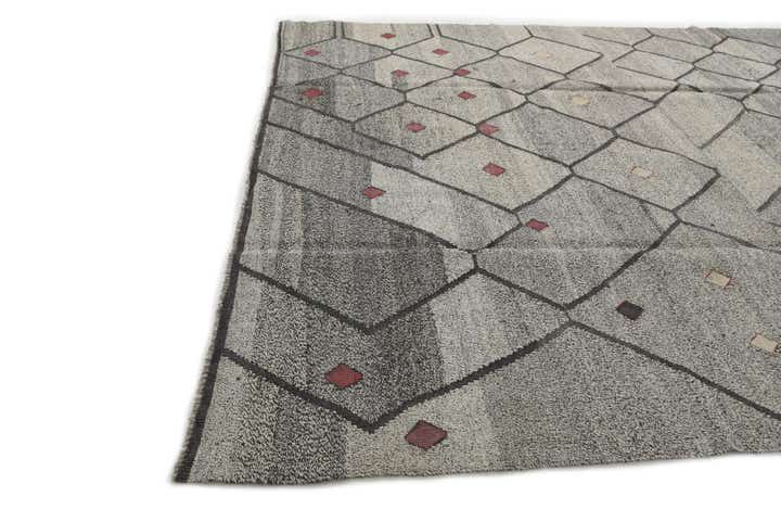 9' 1 x 12' Hand Woven Kilim Modern Wool Rug