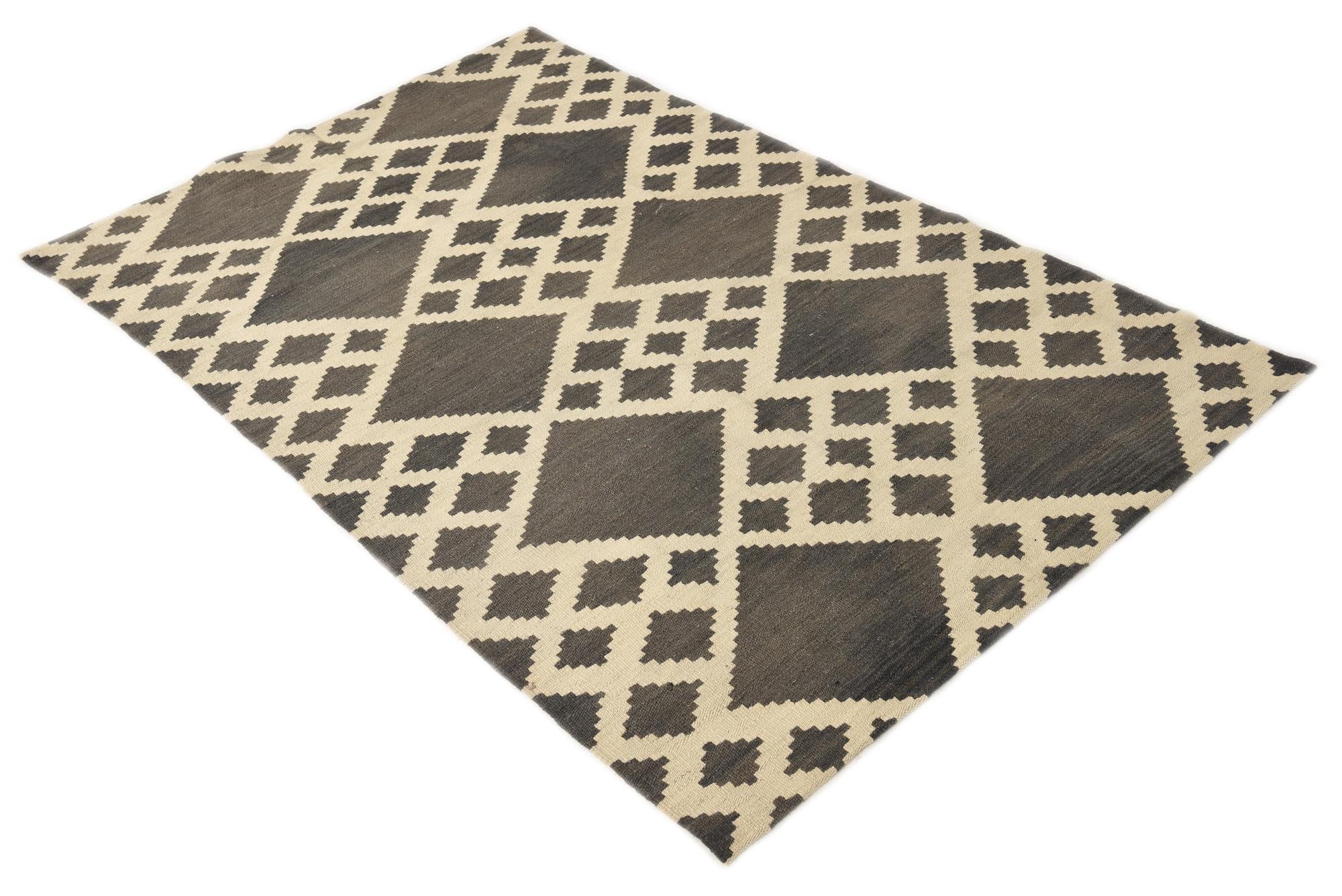 3' 8 x 6' Hand Woven Kilim Modern Wool Rug